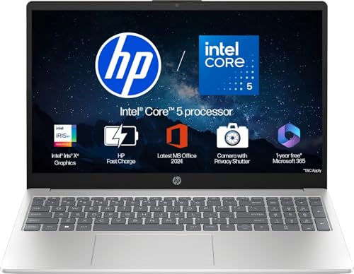 Image of HP 15, Core 5-120U (16GB DDR4, 512GB SSD) FHD, Anti-Glare, Micro-Edge, 15.6'' /39.6cm, Win11, M365 Basic(1yr)* Office24, Silver, 1.59kg, fd0665tu, Backlit, FHD Camera w /Shutter Laptop