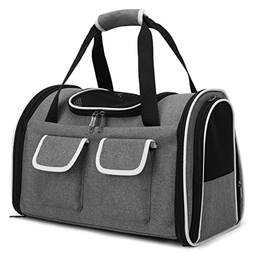 ALLSOPETS Grand Sac à Dos pour Chien Portable Confortable Respirant avec Tapis Amovible pour Petit Moyen Chiens Chiot Chats Animal Voyages Randonnée Camping Sacs Dos de Transport Gris