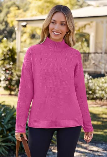 Image of MEROKEETY Women's Turtleneck Long Sleeve Sweater 2025 Fall Cozy Knit Loose Casual Trendy Pullover Tops Winter Clothes