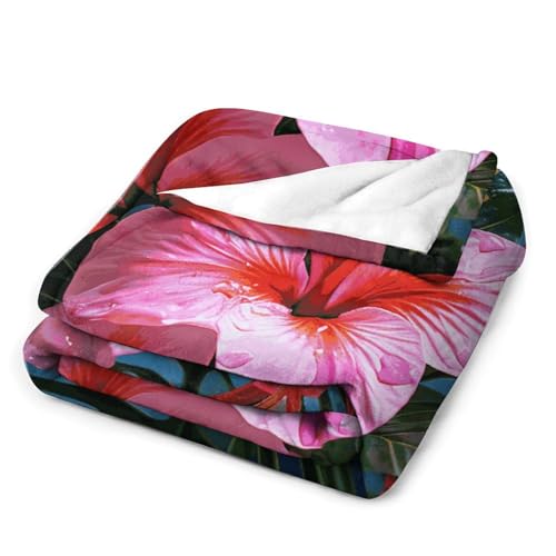 Couverture en flanelle douce fleurs roses lit canapé voyage plaid