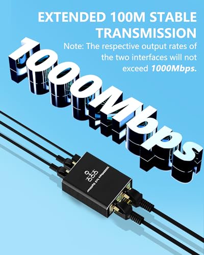 Image of Ethernet Splitter, Gigabit Network Port Splitter 1 in 3 Out, 1 Female to 3 Female High Speed LAN Internet Adapter with USB C Charging Cable, Plug and Play for Cat5 Cat5e Cat6 Cat7 Cat8 RJ45 Cord