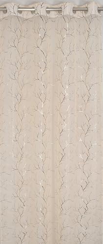 Image of Homefab India Multi Foil Transparent Sheer Curtain - 7 X 4 Feet, Door Curtains, Cream, Pack of 1 Piece