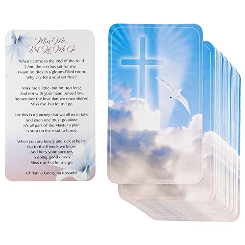 Juvale Celebration of Life Prayer Cards for Memorial, Bereavement Poem Funeral Favors (100 Pack)