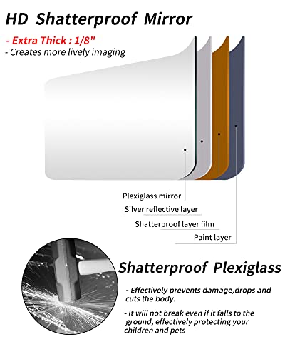 Full Length Wall Mirror Tiles,Glassless Mirror For Kids,Acrylic Extra Thick 1/8",40"X10" 4Pcs 10"X10",Shatterproof Frameless Mirror Wall Stickers.apply Bedroom,Living Room,Door #TOP2