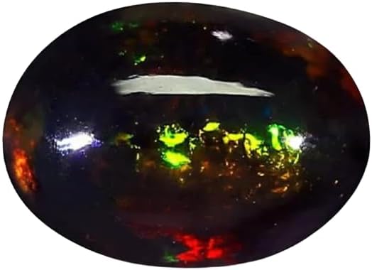 SreeGems Fire Opal Stone Original Certified 9.60 Ratti ओपल फायर रत्न Fire Opal Stone 8.75 Carat Natural Unheated And Untreated Black Opal Gemstone Ethiopian Opal Stone For Men Women Jewellery
