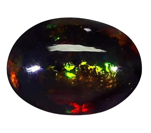 SreeGems Fire Opal Stone Original Certified 9.60 Ratti ओपल फायर रत्न Fire Opal Stone 8.75 Carat Natural Unheated And Untreated Black Opal Gemstone Ethiopian Opal Stone For Men Women Jewellery
