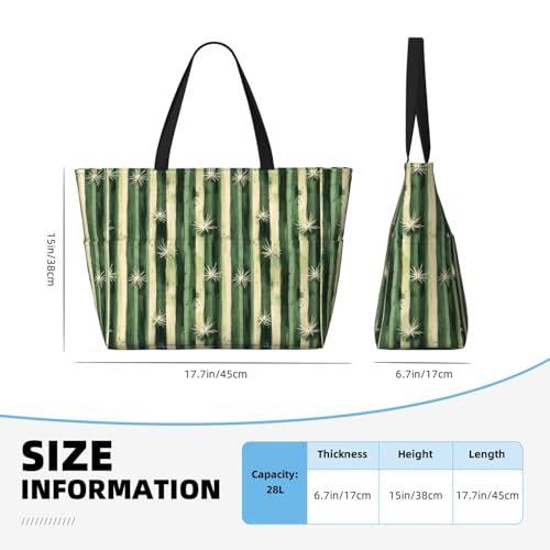 Large Beach Bags for Women Sandproof - Cactus Vertical Stripes Print Summer Work Travel Tote Bags with Zipper2