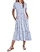 Zeagoo Kleid Damen Sommer Elegant Kurzarm Lang Sommerkleid A Linie Blumenkleid Strandkleid Fließend Midikleid