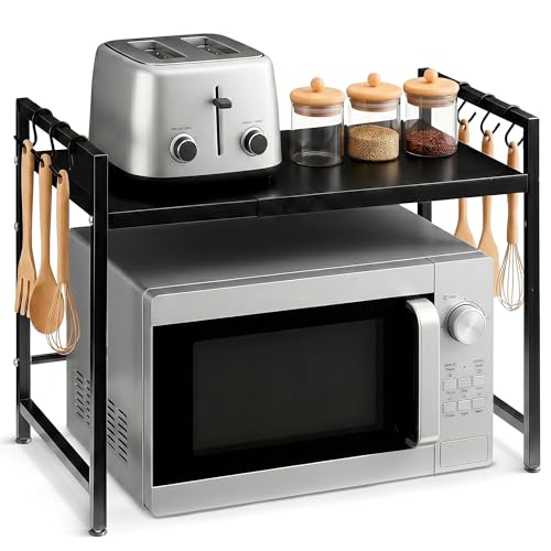 JUPPLIES Soporte Microondas Ajustable de Cocina | Estante Extensible Encimera para Microondas, Horno y Electrodomésticos | Mueble Organizador Cocina con Estantería Resistente y Fácil Montaje