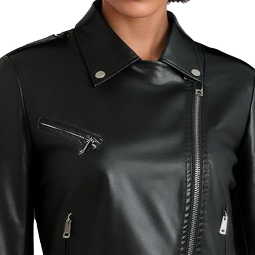 Blouson bomber ajusté similicuir femme noir pour structurer la silhouette