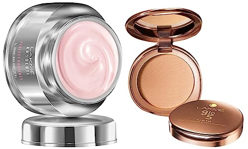 Image of Lakme Absolute Perfect Radiance Cream Skin lightening /Brightening Night Creme, 50g and 9 to 5 Flawless Matte Complexion Compact, Melon, 8g