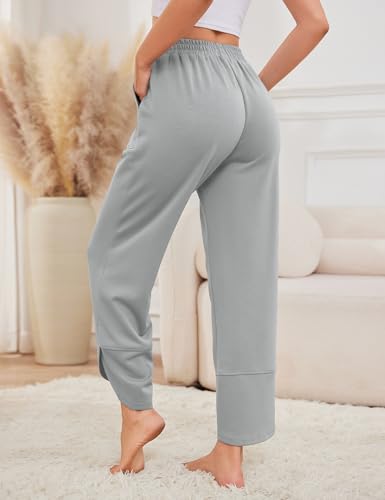 Quenteen Womens Wide Leg Pants Elastic Waisted Cropped Casual Pants with Pockets Harem Pants3