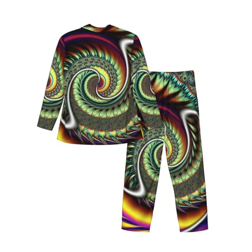 Meditative Colorful Pattern Mens Pajamas Set Button Down Sleepwear Set Long Sleeve Loungewear With Pockets4