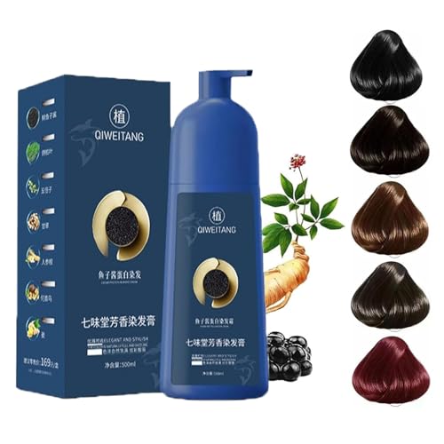 Zhihuashi Plant-Based Hair Coloring Cream, Caviar Protein Hair Dye, Qiweitang Shampoo Hairs Dye, Natural Plant Formula, Caviar Color Cream for Women & Men (Chestnut brown, 500ml)