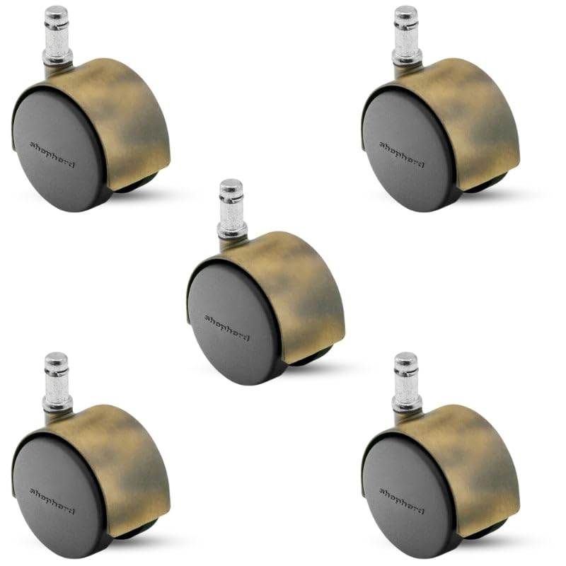 PPA50223WA - Pacer Hooded Chair Caster Set of 5-50mm Diameter - 7/16" x 7/8" Grip Ring Stem - 75 lbs Capacity - Nylon Wheels