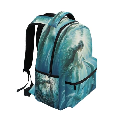 Shark Mermaid Underwater World Backpack for School Boys Girls Adults Kids Bookbag Laptop Bag 18L2