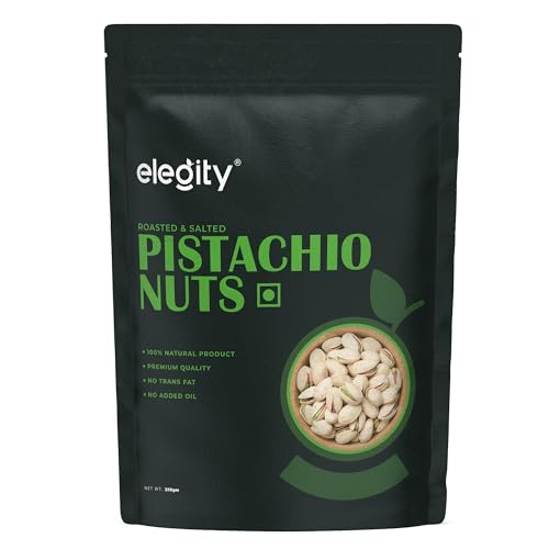 Image of Elegity California Salted Pistachios Pouch 250 gm | Namkeen Pista Dry Fruit | Crunchy, Tasty & Healthy | Rich in Fibre & Protein | No Added Preservatives & Colour in Nutritious Nuts