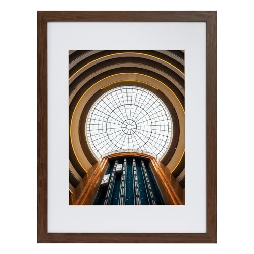 TransGreen 12x16 Picture Frame Photo Frame Display 9x12 Pictures with Mat or 12x16 without Mat Hang on the Wall Brown