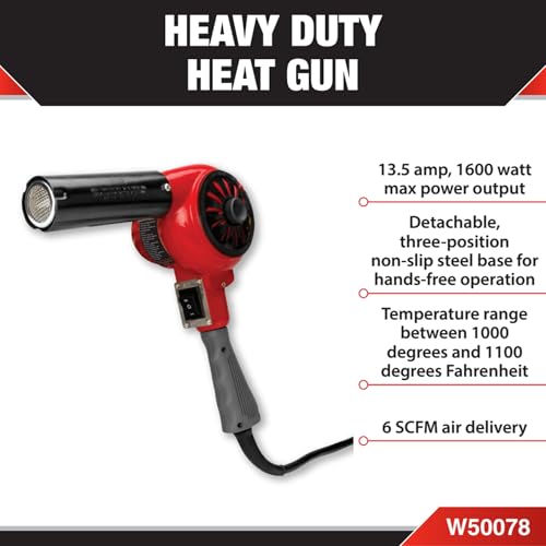 Image of Performance Tool W50078 Professional Heavy Duty Heat Gun, 1100-Degree Fahrenheit, 1600-watt Heavy Duty Heat Gun