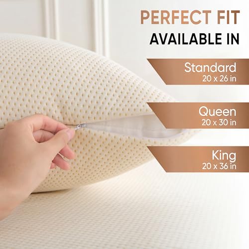 2-Pack Deluxe Cooling Organic Pillow Protectors Standard Size - Waterproof Zippered Encasements - Crisp, Breathable Organic Cotton Surface with a Percale-Inspired Feel - 280GSM Air-Knit by MATTSHIELD ORIGINAL - Image 4