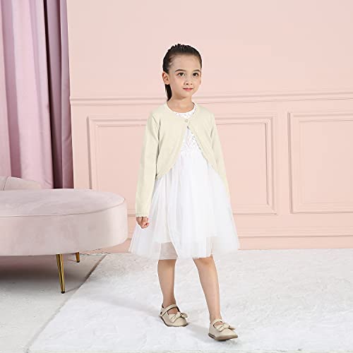 Girls Open Front Sparkle Bolero Shrug Kids Long Sleeve Button Closure Cropped Cardigan Knit Sweater,Gold, 3-4 Years #TOP4