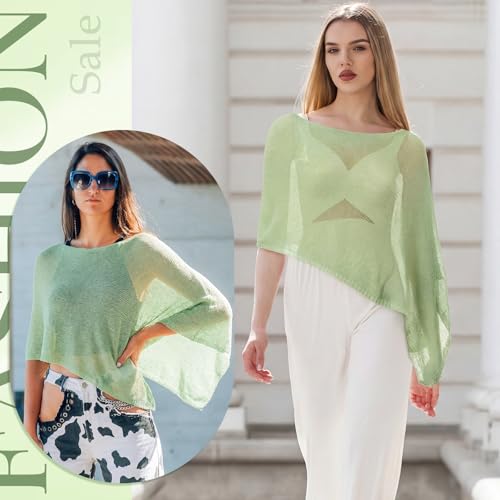 Image of Women Sheer Poncho Shrug Summer Sheer Blouse Top Lightweight Poncho Bolero for Evening Dress
