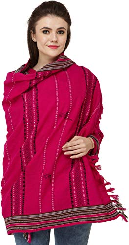 Shawl from Nagaland with Woven Border and Thread Weave - Pure Wool2