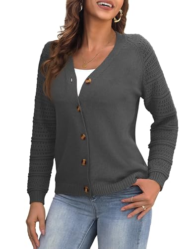 REDHOTYPE Women's Cardigans Sweater Casual Long Sleeve Open Front Cardigan Button Down Knit Chunky Outwear Coats