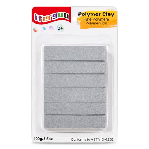 ifergoo 100g Silvery Polymer Clay 3.5oz Oven Bake Modeling Clay for Kids