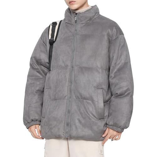 Veste matelassée en daim homme col montant blouson zippé mi-saison