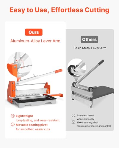 Image of VEVOR 12 inch Vinyl Floor Cutter, 16mm Thick Laminate Flooring Cutter with Upgraded Labor-Saving Aluminum-Alloy Lever, Telescoping Support Plate, Cuts Engineered Wood, LVT, VCT, SPC, LVP, WPC
