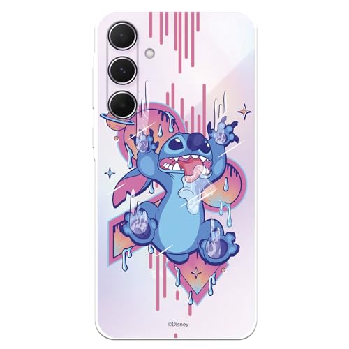 Coque compatible avec Samsung Galaxy A55 5G Officielle Disney Stitch Graffiti pour protéger votre téléphone portable Coque en silicone transparente souple...