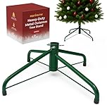 Festive Fix Metal Christmas Tree Stand 22x40cm – Heavy-Duty Foldable Base with Adjustable Screws, Sturdy Support for 4ft–6ft Artificial Trees – Anti-Slip Rubber Feet – Available in Green & White