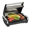 Hamilton Beach Electric Indoor Searing Grill with Adjustable Temperature Control to 450F, Removable Nonstick Grate, 118 sq. in. Surface Serves 6, Stainless Steel