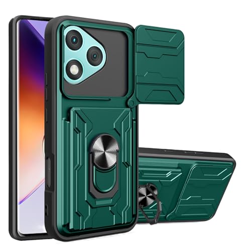 Jiajihua Case Compatible with Honor 400 Lite Card Slot Slide Push Camera Protection Car Mount Magnetic Kickstand Shockproof 2 in 1 Green