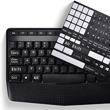 Universal English Keyboard Stickers for PC Computer Laptop Desktop Notebook Keyboards, Replacement Keyboard Stickers Black Background with White Large Lettering-English