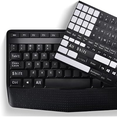 Universal English Keyboard Stickers for PC Computer Laptop Desktop Notebook Keyboards, Replacement Keyboard Stickers Black Background with White Large Lettering-English
