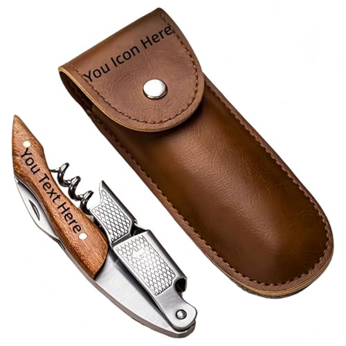 Apribottiglie Personalizzato, Cavatappi Con Manico In Palissandro Inciso Personalizzato, Tagliacapsule E Levacapsule, Chiave per Vino 3 In 1 Waiter's Friend per Sommelier, Baristi E Amanti Del Vino