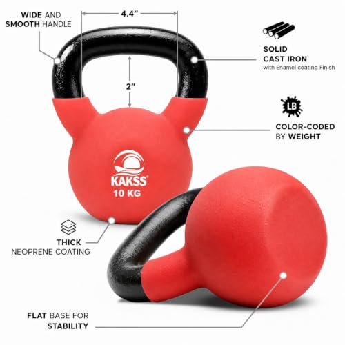 Image of Kakss neoprene Half Coating Red 10 kg Kettle Bell for Gym & Workout (Proudly Made in India)