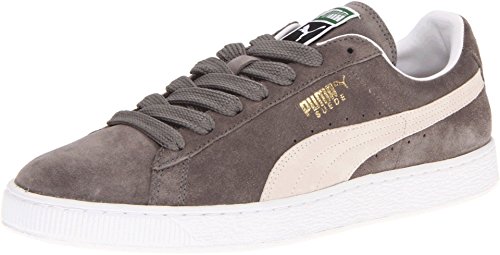 Image of PUMA mens Suede Classic + Sneaker, Steeple Gray /White, 9.5 US