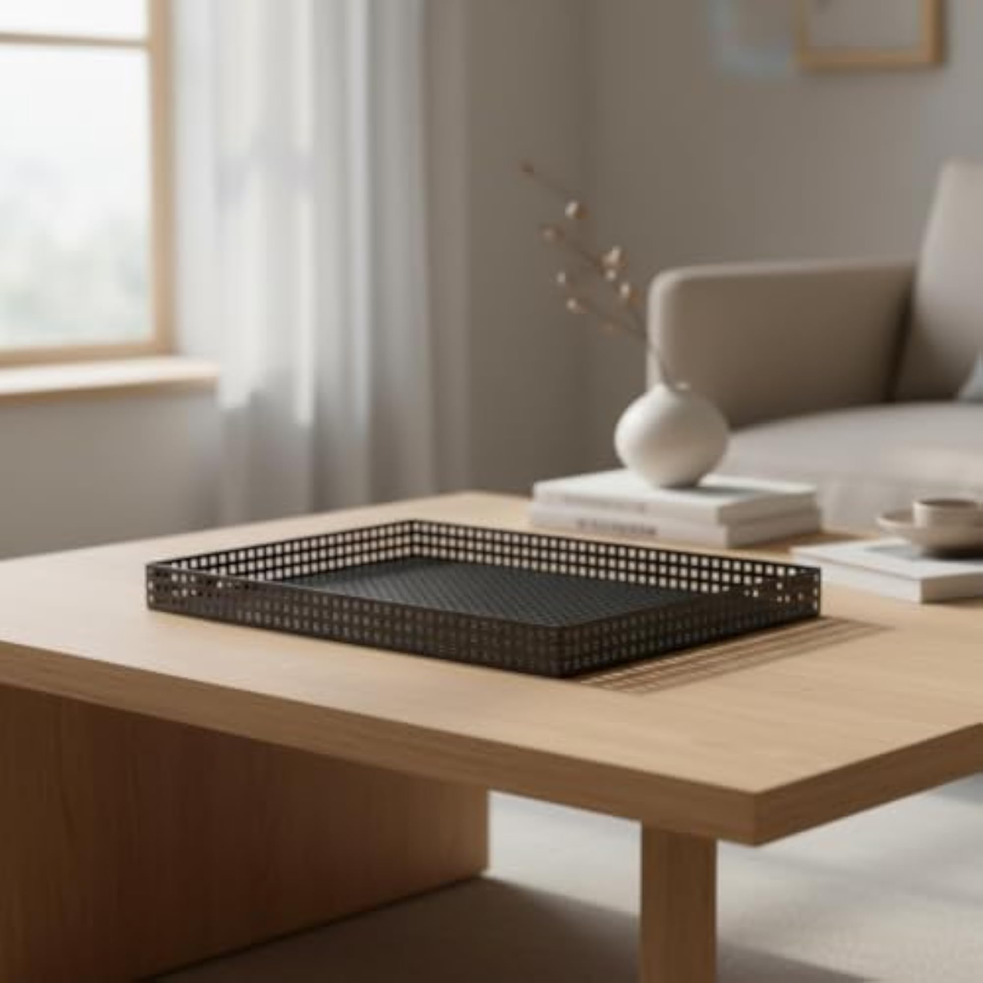 Rectangular Decorative Tray, Industrial Style for Coffee Table