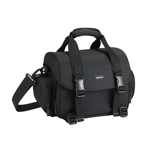 Amazon Basics Large DSLR Gadget Bag, Black with Orange Interior, Solid