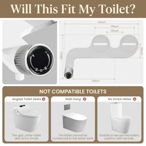 Image of HASTHIP Toilet Bidet Attachment for Toilet Seat, Non-Electric Mechanical Dual Nozzle Bidet Sprayer, Bidet Spray for Toilet with Knob Control Adjustable Water Pressure for Feminine and Rear Wash