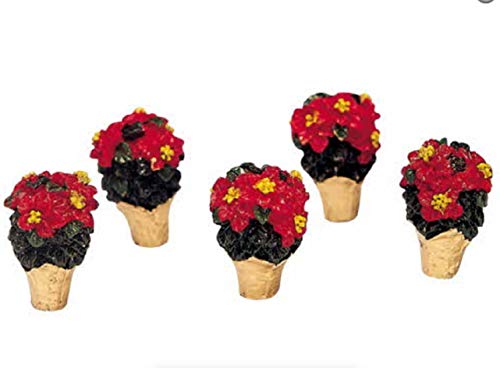 Lemax Village Collection Miniature Poinsettia Set of 5 # 34970