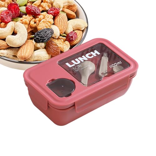 Fiambrera con cubiertos, recipiente para almuerzo para adultos | Fiambrera de frutas apta para microondas para adultos - Con tapa y cubiertos, caja de almacenamiento reutilizable de diseño de sala de