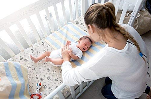 Bassinet Sheet Set - 2 Pack Jersey Cotton Fitted Sheets - Grey/White Unisex Baby Bedding Design
