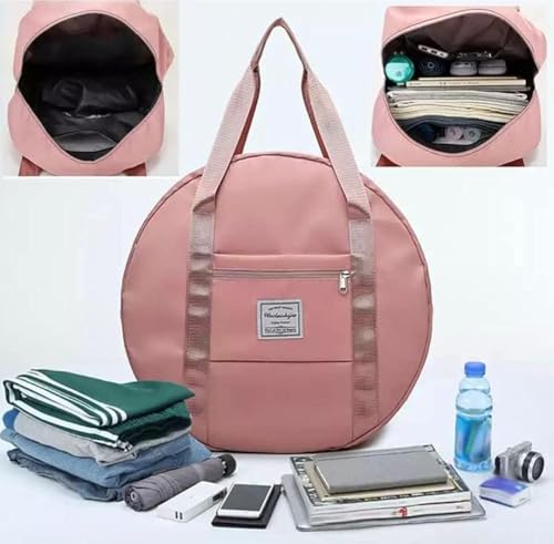 Image of Barebeauty Round Shape Duffle Travelling Bag | Large Capacity Foldable Shoulder Bag with Zipper Pocket | Lightweight Handbag for Shopping, Gym, Travel & Daily Use