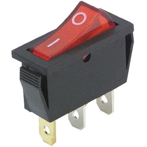 3 poli | 32 x 15 x 35 mm MC POWER - Interruttore a bilanciere  nero, illuminato, 3 poli, 250 V ~/15 A, 125 V =/20 A, 2 posizioni: on/off