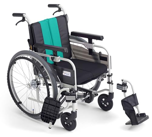 エムズハウス:車椅子 軽量 コンパクト 車いす 折りたたみ 種類 自走式 エアータイヤ 自動ブレーキ MBY-41BSW (エメラルド)(MIKI製 非課税)