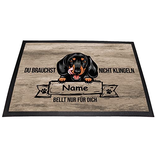Tierisch-tolle Geschenke Fußmatte Hund „Du brauchst Nicht klingeln“ mit Hundemotiv und Namen...